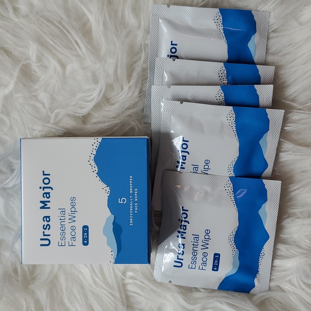 Ursa Major, essential face wipes, deluxe sample 5 count, sealed, "5 for $20"
